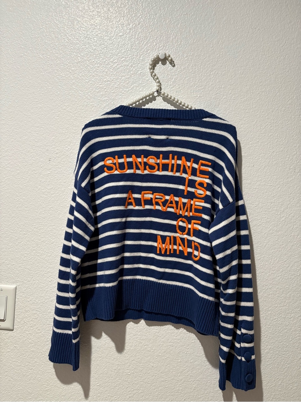 Kerri Rosenthal XOKR Striped Pullover Sweater Embroidered Nautical Size M Medium